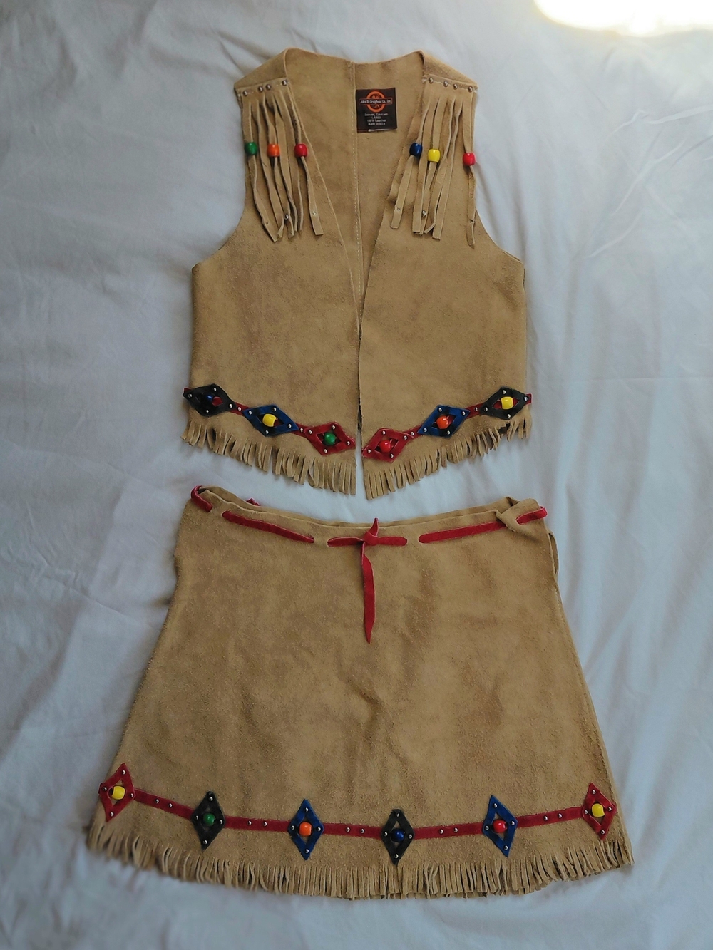 Vintage John R. Craighead Suede Fringe Vest Skirt Set XS